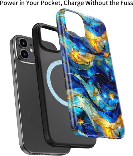 Miniatura 3 de LUHOURI Funda para iPhone 12 Mini, compatible con carga inalámbrica, doble capa, interior de silicona suave + carcasa exterior dura, bonito diseño