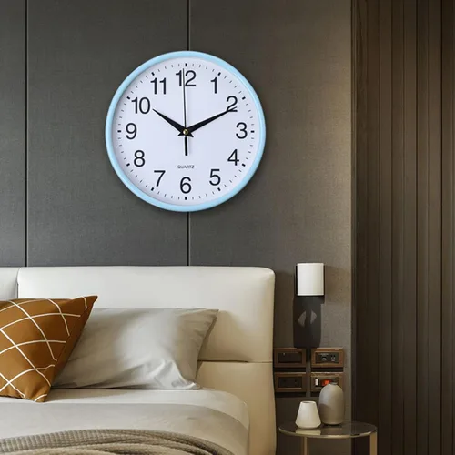 Miniatura 6 de Reloj de pared redondo azul moderno, funciona con pilas, fácil de leer, 7.9 in de diámetro