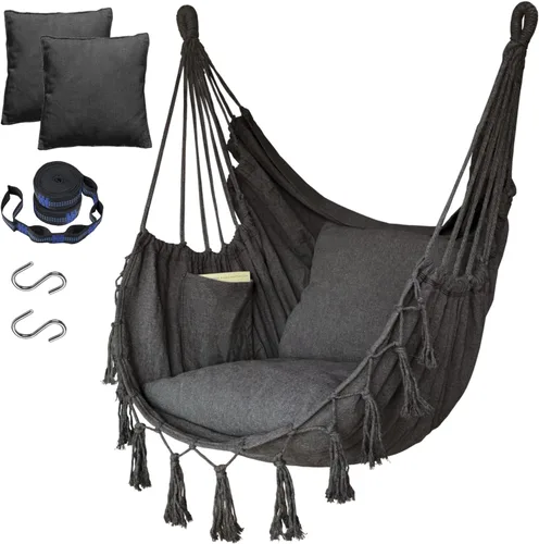 Halalona Silla hamaca colgante de cuerda con 2 cojines y kits de herramientas, resistente y duradero, suave algodón tejido a mano, silla colgante de