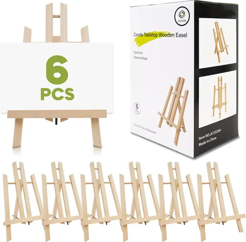 Miniatura 9 de Paquete de 12 caballetes de mesa de madera para pintar y exhibir, soporte de trípode portátil de 11.8 pulgadas para lienzo de 8 x 10 y 11 x 14