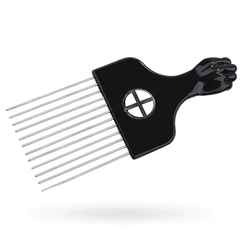 Peine de pelo, peine de metal, peine de púa de metal, desenredar peluca trenzada, peine de peinado, negro, 1 paquete