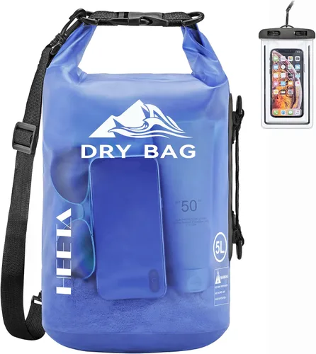 Miniatura 19 de HEETA Bolsa Seca Impermeable para Mujeres y Hombres, 5L/10L/20L/30L/40L Tapa Enrollable Bolsa de Almacenamiento Seca Ligera Mochila con Funda