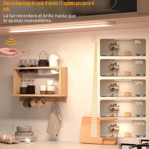 Miniatura 4 de MYPLUS Luces LED bajo gabinete de 16 pulgadas con sensor de movimiento manual, iluminación bajo mostrador 4000K blanco natural, regulable, Plug and