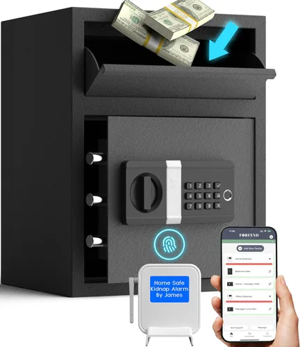 Miniatura 10 de FORFEND - Caja fuerte inteligente para el hogar, desbloqueo/alarma de la aplicación de caja fuerte WiFi, comando de voz, alarma de secuestro