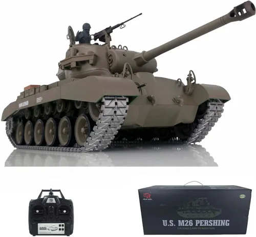 Miniatura 7 de US in Stock, 2.4GHz Heng Long, 1/16 Escala M26 Pershing RTR RC Tanque - Torreta giratoria de 340°, Unidad Somke, Combate Infrarrojo, Barril