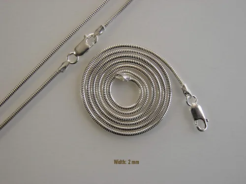 Miniatura 5 de BEEZZY BEEDZ Collar flexible de plata de ley 925 con cadena de serpiente de plata maciza redonda