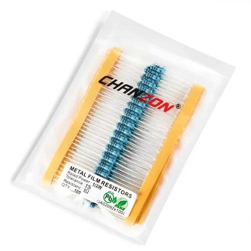 Miniatura 3 de Chanzon 100pcs 1/2W (0.5W) 1 Ω ohmios Resistencia fija de película metálica 0.01 ±1% Tolerancia 1R MF Orificio pasante Resistencias limitadoras