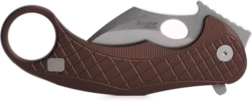LionSTEEL LEONE - Cuchillo plegable Karambit con hoja de acero CPM-Magnacut, mango integral de aluminio sólido, diseño Emerson Wave Design,