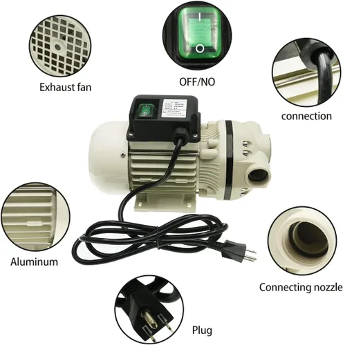 Miniatura 5 de TDRRICH Bomba de urea de diafragma de agua autocebante de transferencia industrial eléctrica de riego por aspersor 110V, 10.6 GPM, 22 PSI, potencia