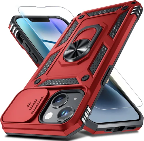 Miniatura 143 de Janmitta - Funda para iPhone 14 Pro con cubierta deslizante para lente de cámara incorporada + protector de pantalla, funda de cuerpo completo