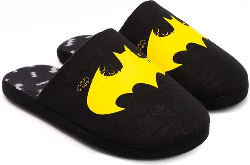 Miniatura 3 de DC Comics Batman - Pantuflas para hombre con logotipo amarillo oscuro, Negro