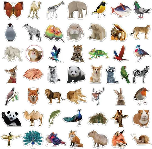 Miniatura 6 de Calcomanías lindas de animales para niños y adolescentes, calcomanías de animales del zoológico, calcomanías realistas de animales para estudiantes