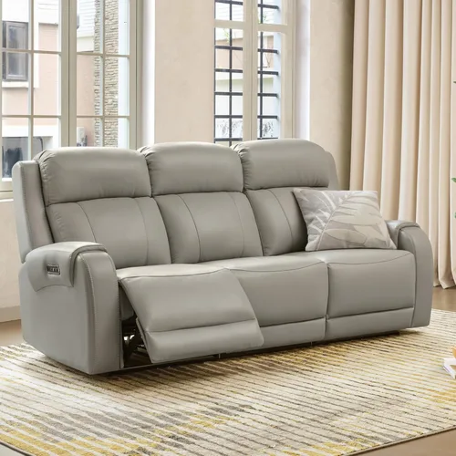 Miniatura 18 de CHITA Sofá reclinable eléctrico de piel auténtica, sofá reclinable con reposacabezas eléctrico, doble motor, puertos de carga USB, sofá reclinable