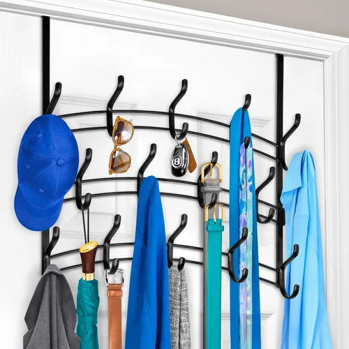 Miniatura 11 de LYNK Professional® Home™ Ganchos para Puerta - 9 Ganchos Colgador Sobre Puerta - Toallero Sobre Puerta - Para Colgar Toallas o Ropa - Baño, Negro