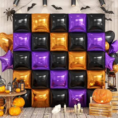 Miniatura 28 de Globos de aluminio cuadrados rojos, azules y plateados, kit de 25 globos de doble cara para fondo, túnel de helio, arco, guirnalda para el 4 de Rojo