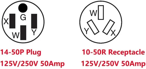 Miniatura 2 de ONETAK NEMA 14-50P a 10-50R Compacto 125V/250V 50 Amp Soldador Secador de Soldadura Adaptador Adaptador Adaptador Conector Conector