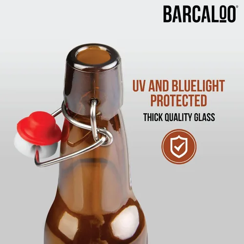 Miniatura 5 de Barcaloo Botellas de cerveza de vidrio ámbar con tapa abatible de 12 onzas para elaboración casera, juego de 12 con tapas abatibles para embotellado