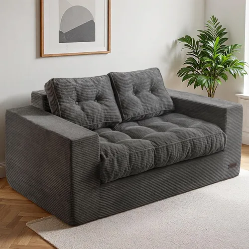 Miniatura 10 de MAXYOYO Sofá de dos plazas para sala de estar, sofá pequeño acolchado sin estructura, cómodo sillón tipo puf para espacios pequeños, dormitorio