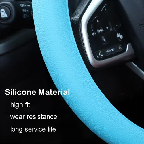 Miniatura 3 de Protector de Volante de Silicona Fresco Antideslizante, Funda Protectora de Volante, Funda Antideslizante para Volante de Coche, Funda de Volante