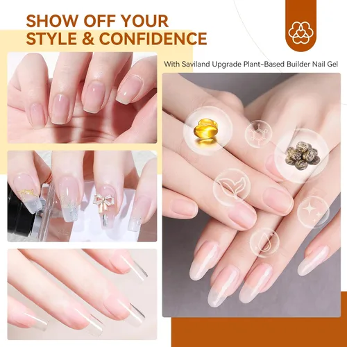 Miniatura 6 de SAVILAND Clear Builder - Gel de uñas de 0.5 fl oz (0.5 onzas líquidas), gel de extensión de uñas en una botella, gel duro fortalecedor de uñas rico