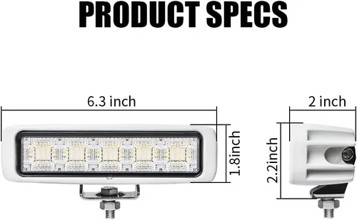 Miniatura 6 de Luces LED impermeables para barco, 2 piezas, 72 W, luces marinas para cubierta/muelle, 4000 Lúmenes, luz de inundación de 150°, 16 cm, barra de luz