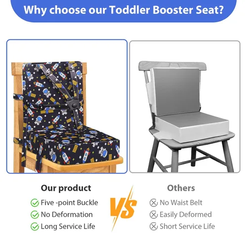 Miniatura 4 de Asiento elevador para niños pequeños para mesa de comedor, hebilla de seguridad ajustable, asiento elevador para niños con respaldo, PU impermeable