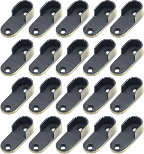 Coshar 20 soportes ovalados para barra de armario, aleación de zinc, diámetro interior de varilla de 0.630 in, bronce
