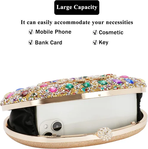 Miniatura 4 de COAIMANEY Bolso de mano con purpurina brillante para mujer, bolso de hombro para boda, fiesta, baile de graduación