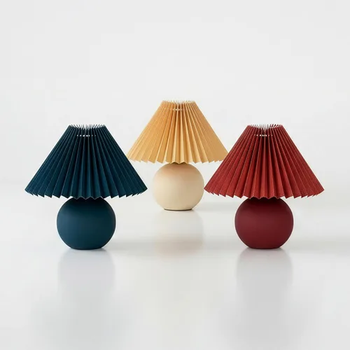 Miniatura 7 de Brightech Serena - Lámpara LED de mesa, pequeña lámpara de cerámica moderna de 10 pulgadas con pantalla plisada para mesita de noche, escritorio