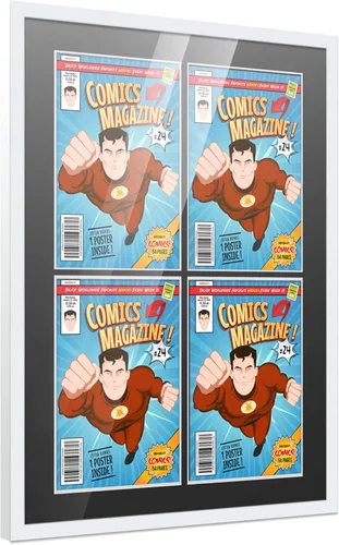 Miniatura 123 de Poster Palooza Marco de cómic con paspartú para 1 cómic de la Edad de Bronce publicado entre 1970 y 1985, marco de cómic negro para cómic de 7.25 x