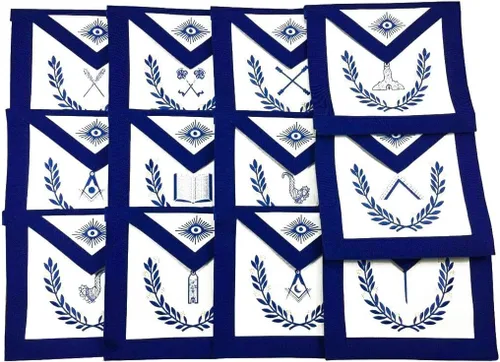 Miniatura 2 de Juego de 12 delantales Masonic Regalia con cuello de cadena con respaldo azul, Azul