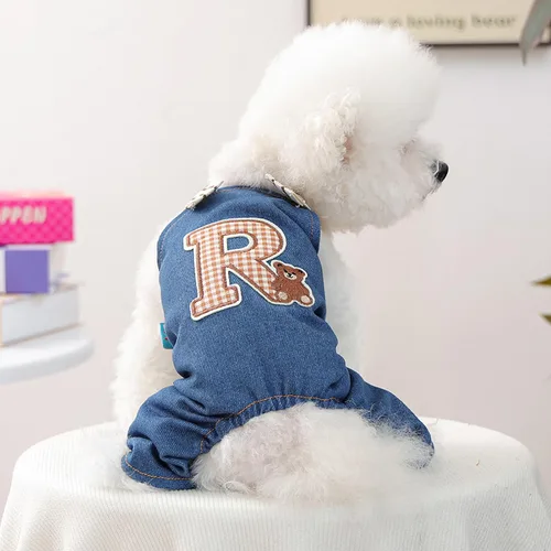 Miniatura 9 de Ropa de invierno para perros, camisas a cuadros para mascotas, elegante mono con babero para perros pequeños, lindos dibujos animados, monos