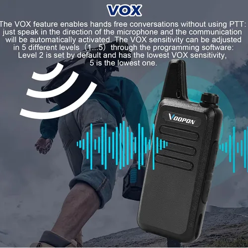 Miniatura 6 de Walkie Talkies recargables para adultos, 22 canales FRS con auriculares, mini transceptores VOX de largo alcance, radios bidireccionales