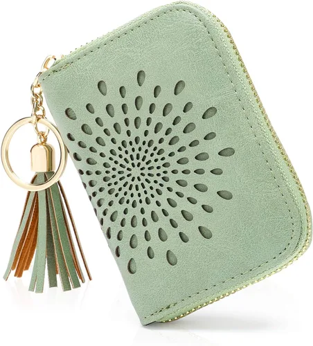 Miniatura 14 de APHISON RFID - Porta tarjeta de crédito con llavero, cartera pequeña con cremallera para mujer, Moderno