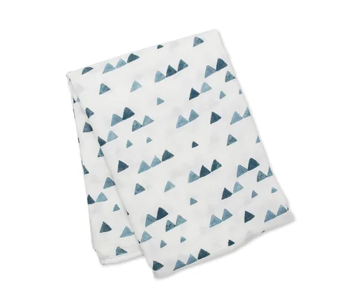 Miniatura 4 de Lulujo Baby Hello World - Juego de gorro y manta para recién nacido, triángulo azul azul ((Triangle Blue)