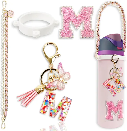 Miniatura 70 de Letter Handle Strap Accessories with Cute Initial Charm Compatible with Owala Water Bottle 24oz 32oz 40oz Owala Kids Púrpura