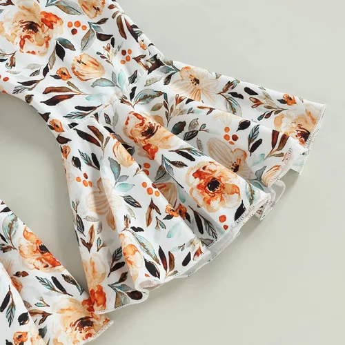 Miniatura 6 de TheFound Traje de verano para bebé niña pequeña, parte superior con cuello halter, pantalones acampanados, 2 piezas, ropa para recién nacidos