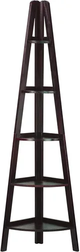 Miniatura 6 de Estantería con forma de escalera y 5 estantes Casual Home, Madera, Espresso