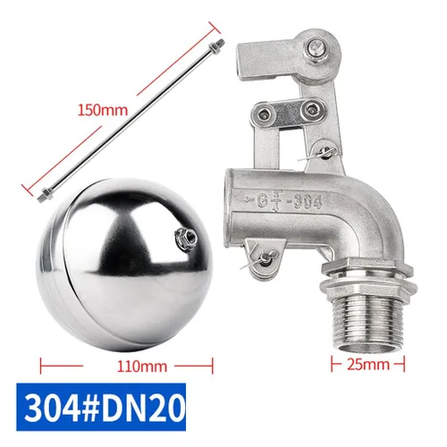 Miniatura 2 de 1pcs Adjustable Floating Ball Valve, 304 Stainless Steel Elbow Float Valve, Water Level Controller for Water Tank Towers(1inch)