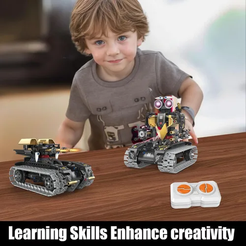 Miniatura 2 de Kit de construcción de robot RC 5 en 1 para niños, aplicación y control remoto STEM Robótica Técnica Codificación Robótica, Juego de erector con 323