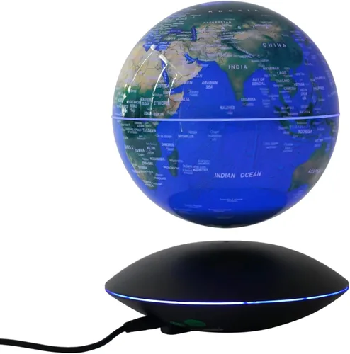 Miniatura 6 de Globo flotante de levitación magnética, globos geográficos mundiales de 6 pulgadas, antigravedad, 360 grados giratorios, mapa mundial con luz LED