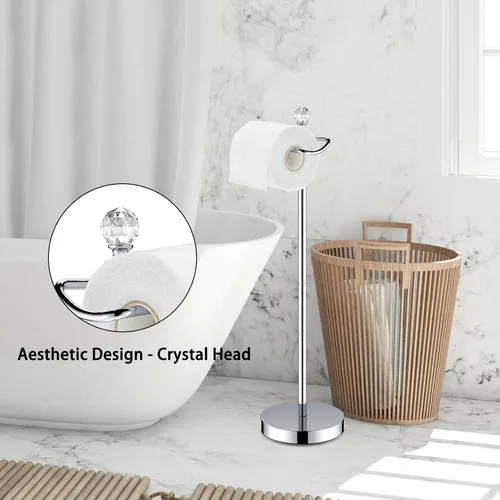 Miniatura 2 de ROLABAM Soporte de papel higiénico (con función de reserva) Soporte de papel higiénico independiente para baño, altura total de 24.4 pulgadas