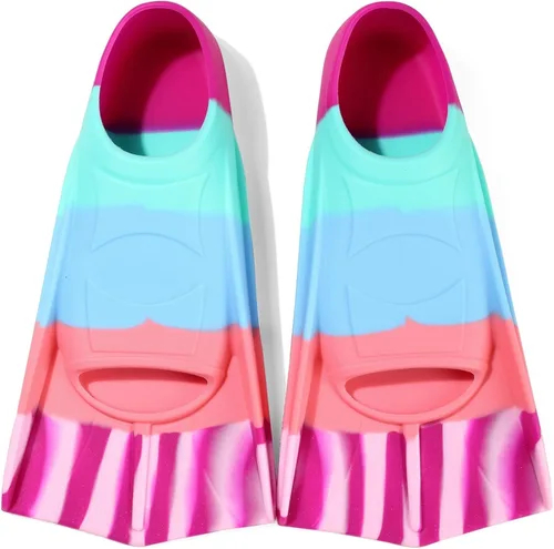 Miniatura 36 de Aletas de natación para niños, aletas cortas para niños y jóvenes, aletas de natación para entrenamiento de natación para niños, niñas, niños Azul