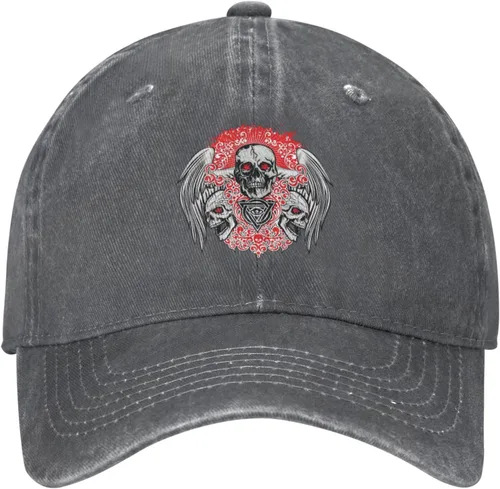 Miniatura 2 de Cowboy Hat Trendy Hats for Man and Women Djustable Four Season Outdoor Baseball Cap of Hell Skull with Angel Deep Heather