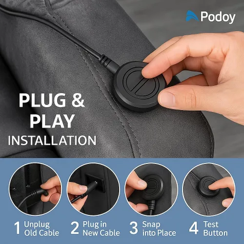 Miniatura 3 de Silla reclinable eléctrica de repuesto con enchufe de 2 botones y 5 pines para sofá eléctrico, silla elevadora de mano redonda, reemplazo remoto