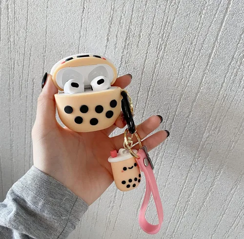 Miniatura 5 de Boba - Funda para AirPod 3 con llavero, funda para AirPods de tercera generación, funda de silicona protectora para AirPods de 3ª