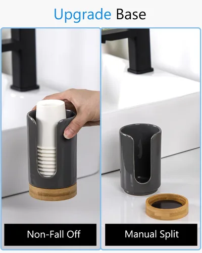 Miniatura 4 de Dispensador de tazas de baño de cerámica, soporte desechable de papel y plástico de 3 a 5 onzas, dispensador de tazas de enjuague bucal para baño