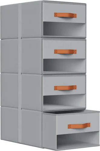 Miniatura 21 de DIMJ Organizadores de armario y almacenamiento – Contenedores de tela extraíbles con cajones para armario, organizadores de ropa plegables con Beige