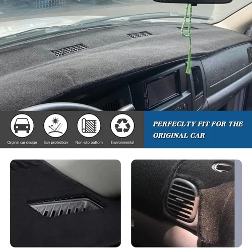 Miniatura 2 de Cubierta del Tablero Alfombrilla Tapete Compatible con Dodge Ram 1500 2500 3500 de 1998 1999 2000 2001 (Negro)