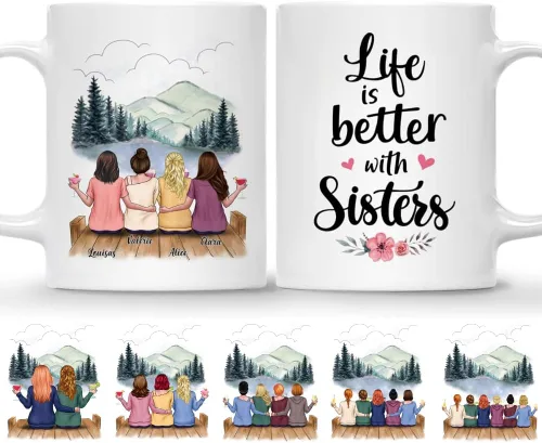 Miniatura 21 de Gossby Taza de café personalizada para hermana, regalo personalizado para hermana con diseño, nombre, perfecta para cumpleaños, Navidad, regalos